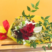 Red Roses with Lilies Bouquet